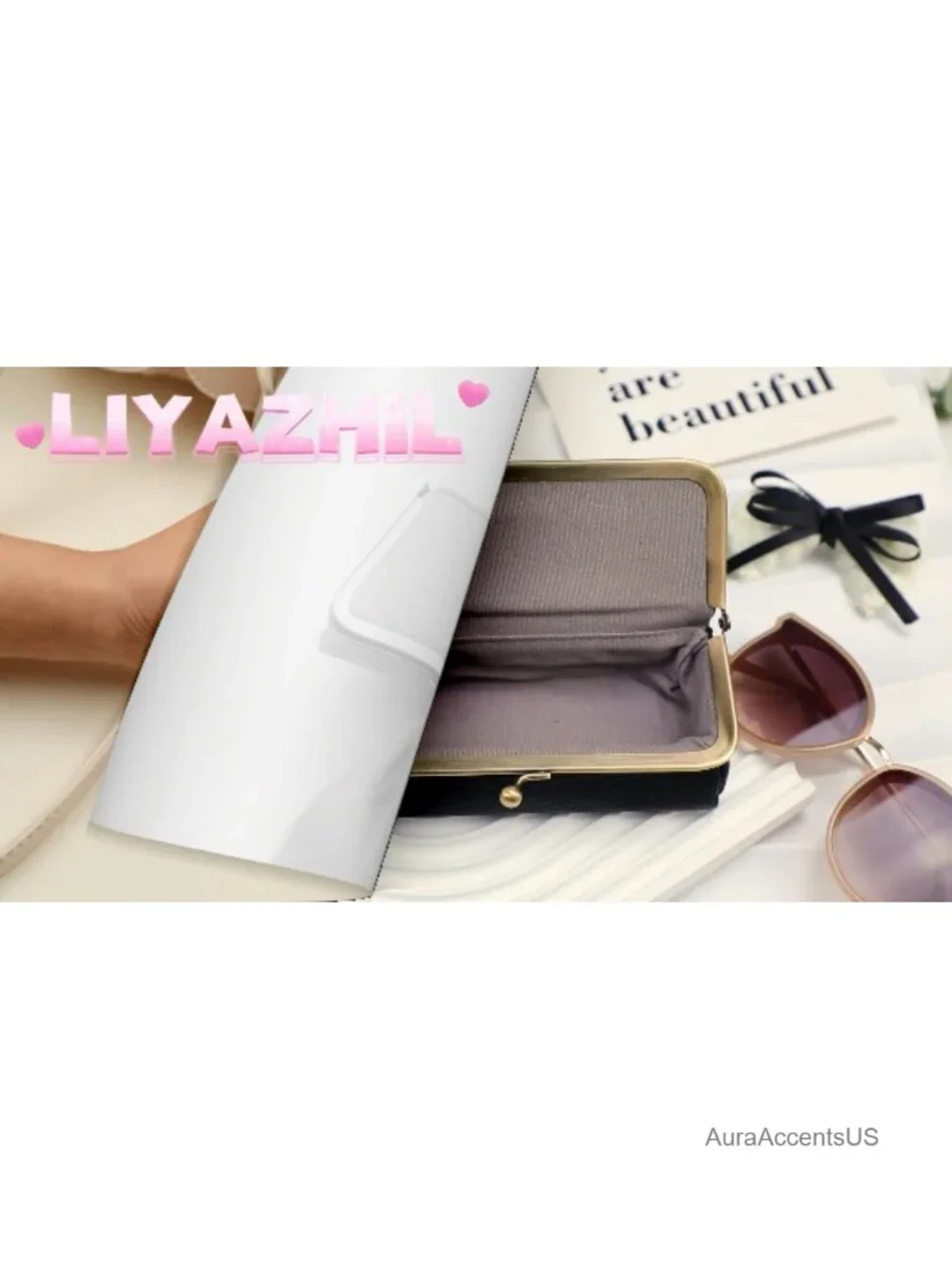 Vintage Kiss Lock Leather Sunglasses Case Soft Eyeglass Pouch Men Women